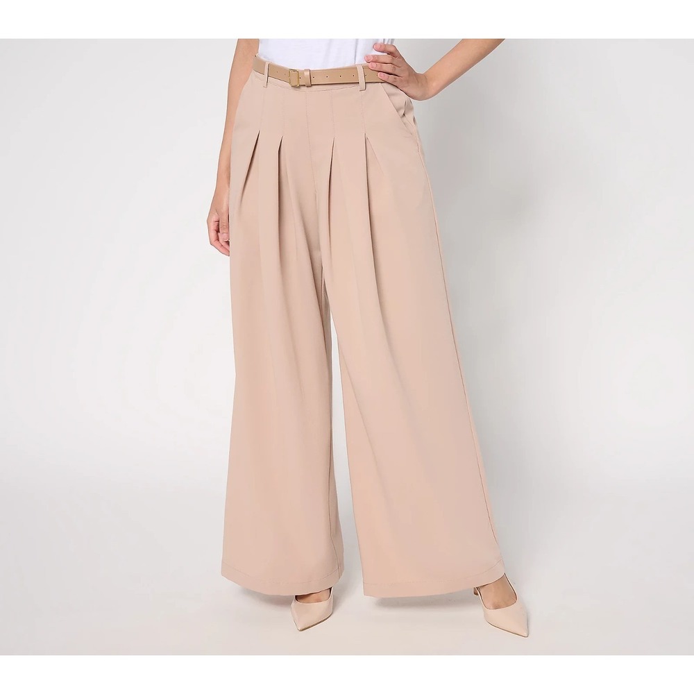 BEAUTIFUL by Lawrence Zarian Regular Belted Wide Leg Pleated Trouser #806Z